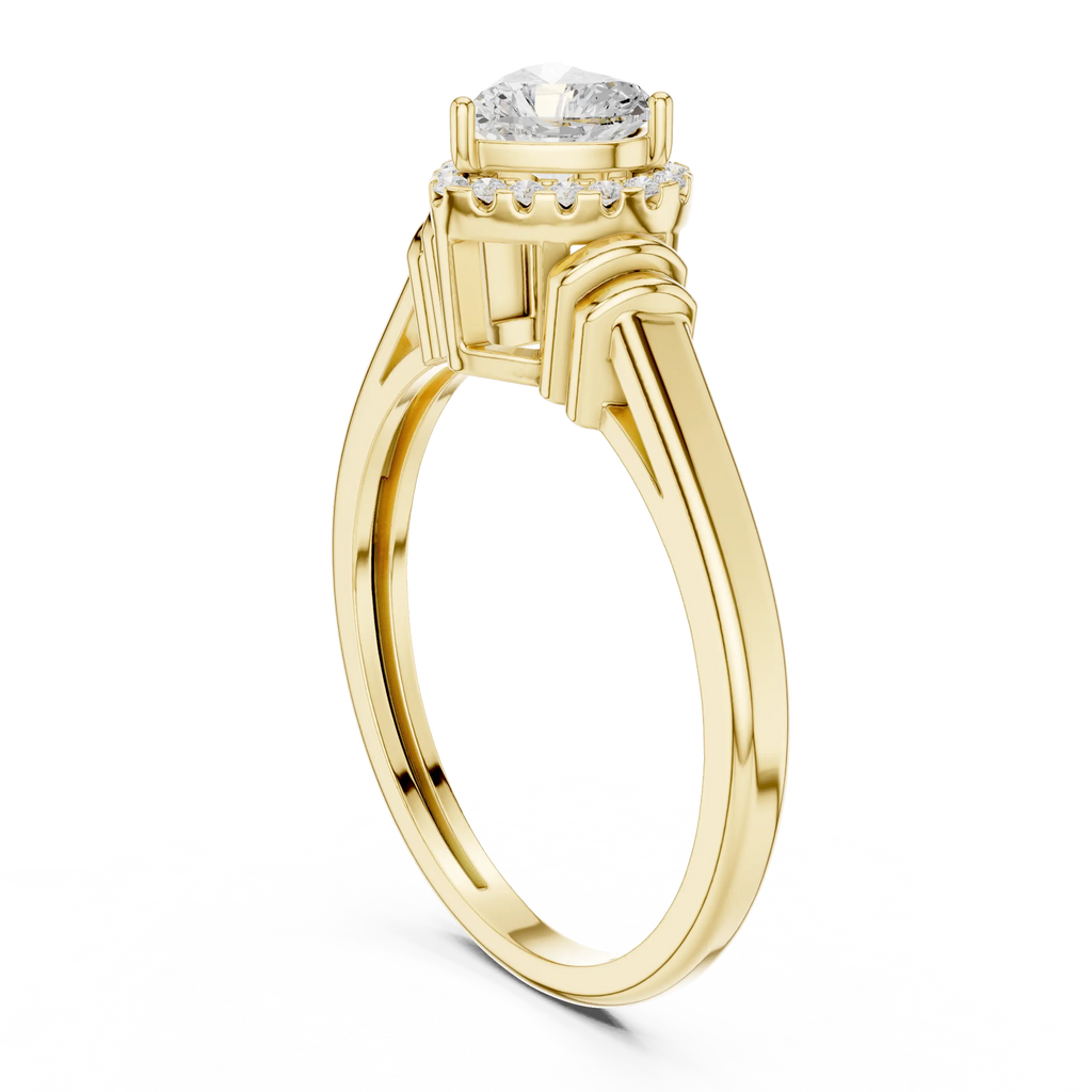 14K White Gold Heart Cut Diamond Halo Engagement Ring