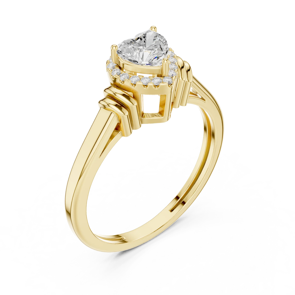 14K White Gold Heart Cut Diamond Halo Engagement Ring
