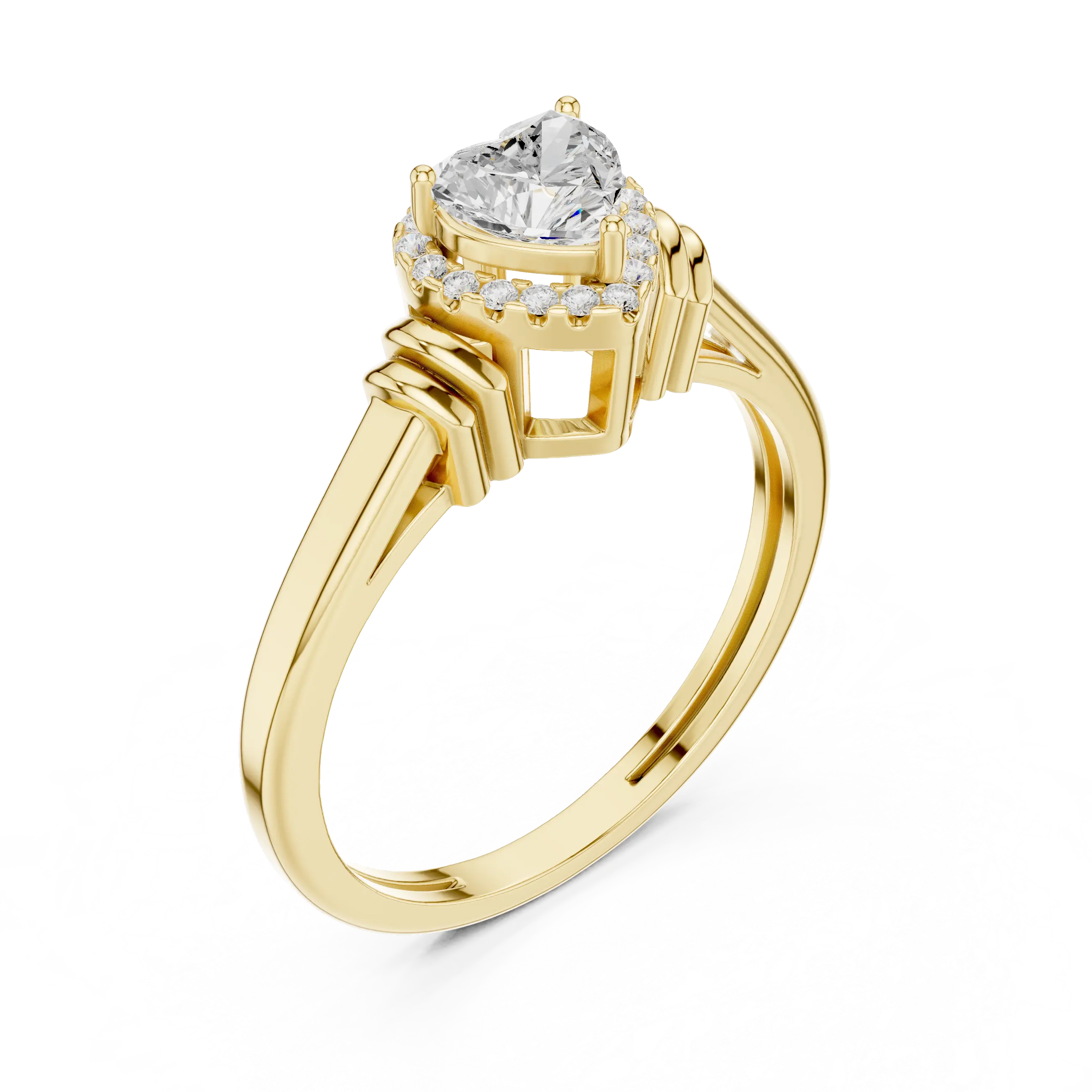 14K White Gold Heart Cut Diamond Halo Engagement Ring