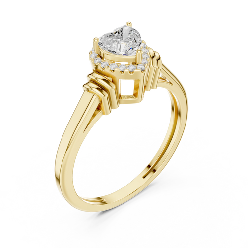 14K White Gold Heart Cut Diamond Halo Engagement Ring