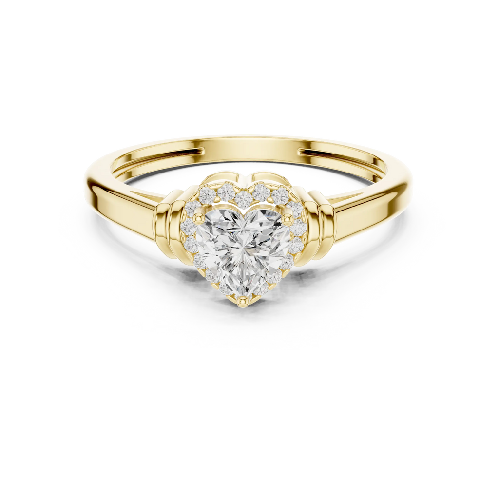 14K White Gold Heart Cut Diamond Halo Engagement Ring