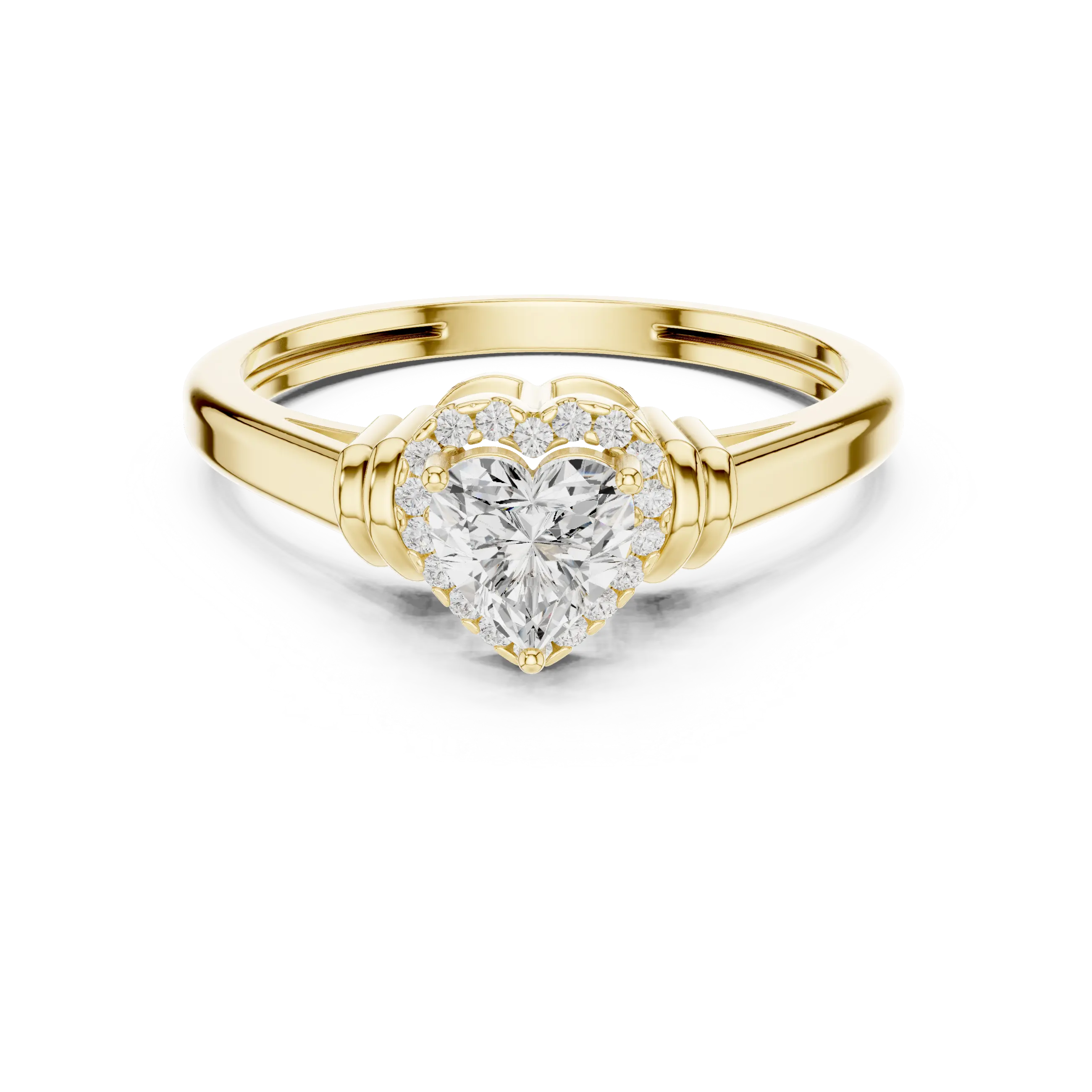 14K White Gold Heart Cut Diamond Halo Engagement Ring