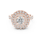10K White Gold Round Diamond Double Halo Scalloped Engagement Ring