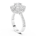 10K White Gold Round Diamond Double Halo Scalloped Engagement Ring