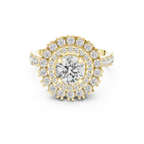 10K White Gold Round Diamond Double Halo Scalloped Engagement Ring