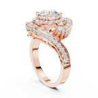 10K White Gold Round Diamond Spiral Halo Engagement Ring