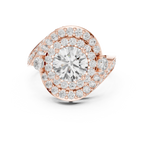 10K White Gold Round Diamond Spiral Halo Engagement Ring