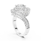 10K White Gold Round Diamond Spiral Halo Engagement Ring