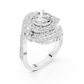 10K White Gold Round Diamond Spiral Halo Engagement Ring