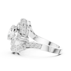 10K White Gold Round Diamond Spiral Halo Engagement Ring