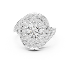 10K White Gold Round Diamond Spiral Halo Engagement Ring