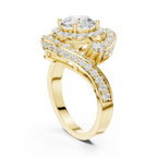 10K White Gold Round Diamond Spiral Halo Engagement Ring