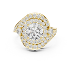 10K White Gold Round Diamond Spiral Halo Engagement Ring