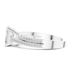 14K White Gold Emerald Cut Diamond Double Row Pavé Ring