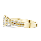 14K White Gold Emerald Cut Diamond Double Row Pavé Ring