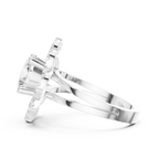 10K White Gold Round Diamond Floral Scalloped Halo Ring
