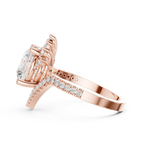 14K White Gold Round Diamond Chevron Engagement Ring