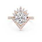 14K White Gold Round Diamond Chevron Engagement Ring
