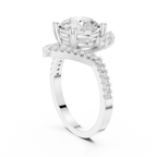 14K White Gold Round Diamond Chevron Engagement Ring