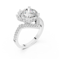 14K White Gold Round Diamond Chevron Engagement Ring