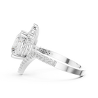 14K White Gold Round Diamond Chevron Engagement Ring