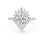 14K White Gold Round Diamond Chevron Engagement Ring