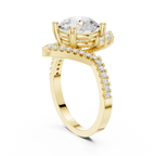 14K White Gold Round Diamond Chevron Engagement Ring