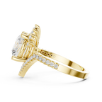 14K White Gold Round Diamond Chevron Engagement Ring