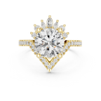 14K White Gold Round Diamond Chevron Engagement Ring