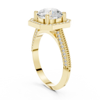 10K White Gold Round Diamond Hexagon Halo Engagement Ring