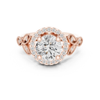 18K White Gold Round Diamond Floral Halo Engagement Ring