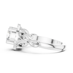18K White Gold Round Diamond Floral Halo Engagement Ring