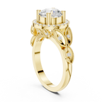 18K White Gold Round Diamond Floral Halo Engagement Ring