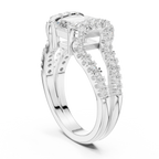 14K White Gold Emerald Cut Diamond U-Shape Split Shank Ring