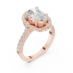 10K White Gold Oval Lab Grown Diamond Scalloped Halo Engagement Ring