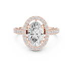 10K White Gold Oval Lab Grown Diamond Scalloped Halo Engagement Ring