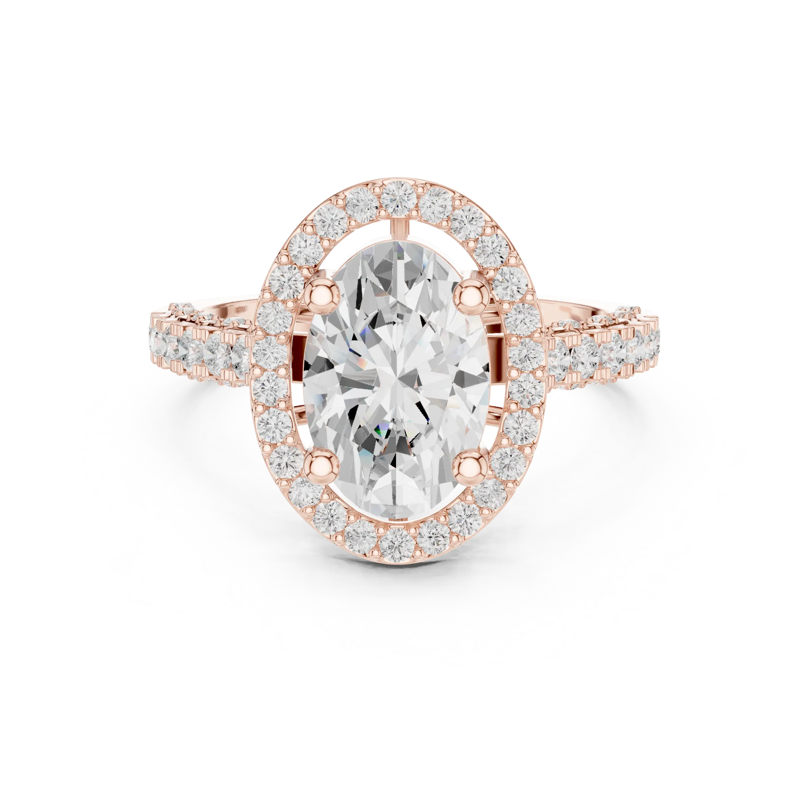 10K White Gold Oval Lab Grown Diamond Scalloped Halo Engagement Ring