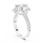 10K White Gold Oval Lab Grown Diamond Scalloped Halo Engagement Ring