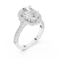 10K White Gold Oval Lab Grown Diamond Scalloped Halo Engagement Ring