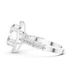 10K White Gold Oval Lab Grown Diamond Scalloped Halo Engagement Ring