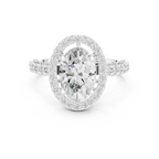 10K White Gold Oval Lab Grown Diamond Scalloped Halo Engagement Ring