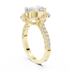 10K White Gold Oval Lab Grown Diamond Scalloped Halo Engagement Ring