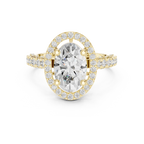 10K White Gold Oval Lab Grown Diamond Scalloped Halo Engagement Ring