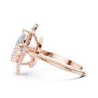 18K White Gold Pear Cut Diamond Sunburst Floral Halo Ring