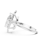 18K White Gold Pear Cut Diamond Sunburst Floral Halo Ring