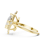 18K White Gold Pear Cut Diamond Sunburst Floral Halo Ring