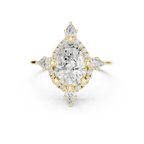 18K White Gold Pear Cut Diamond Sunburst Floral Halo Ring