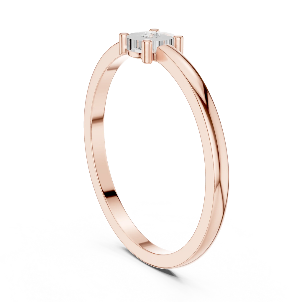 14K White Gold Round Moissanite Diamond Minimalist Solitaire Ring