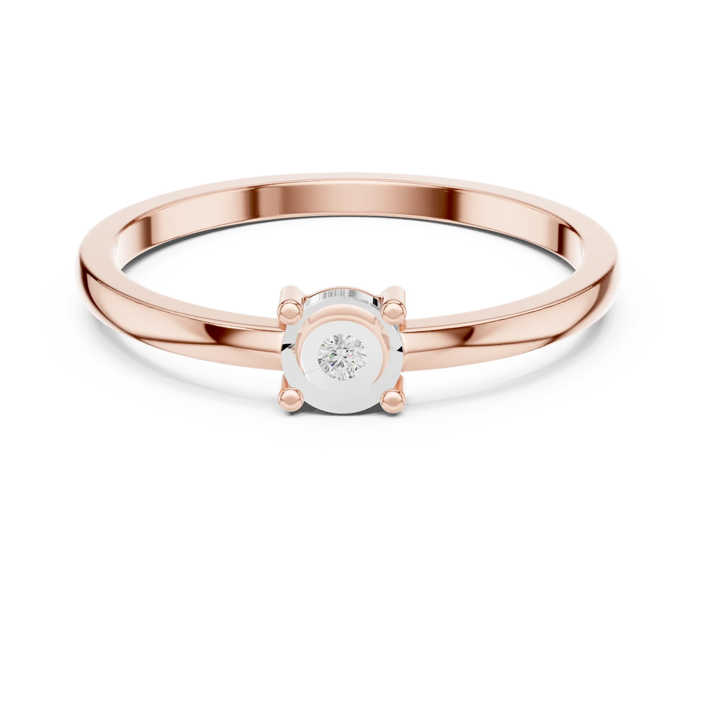 14K White Gold Round Moissanite Diamond Minimalist Solitaire Ring