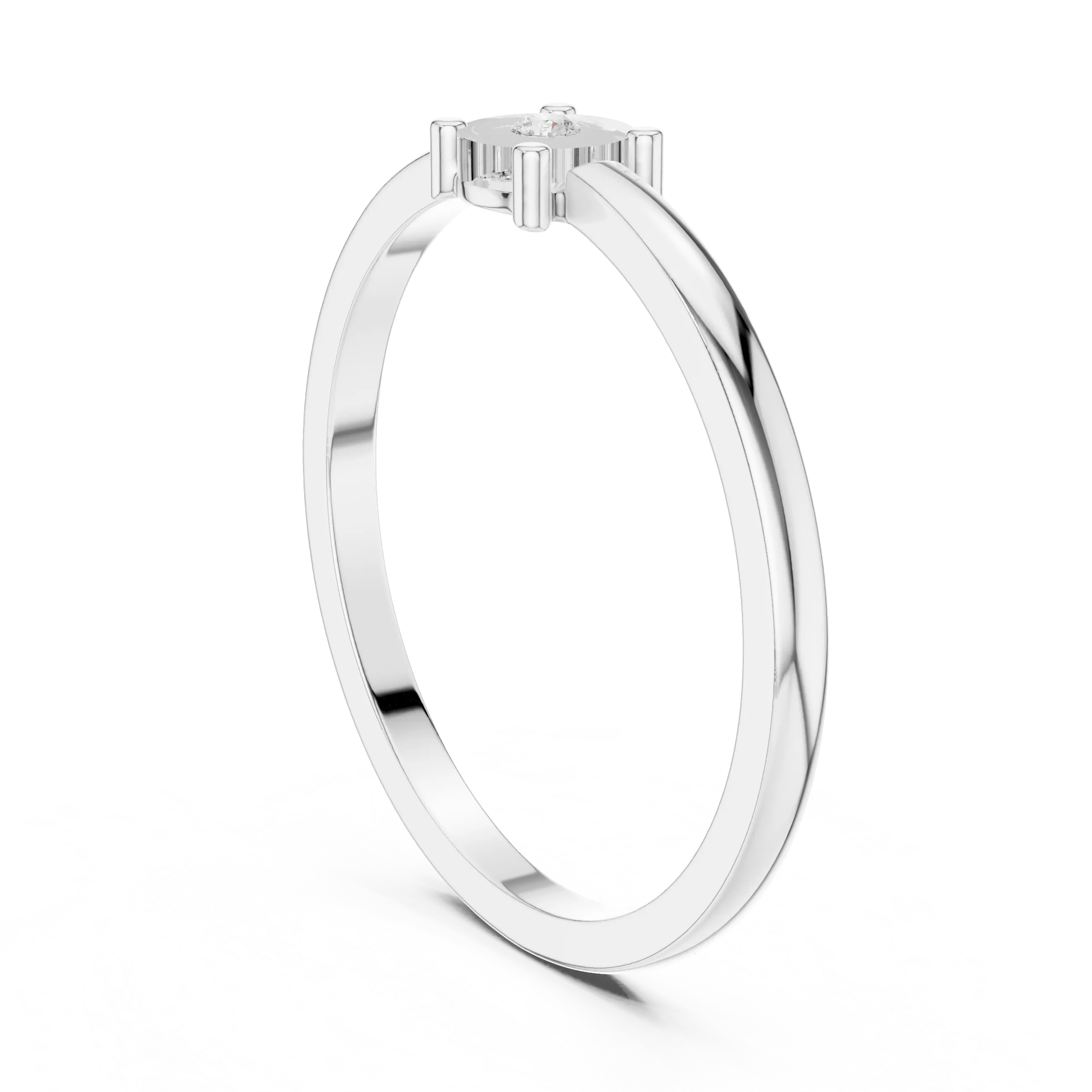 14K White Gold Round Moissanite Diamond Minimalist Solitaire Ring